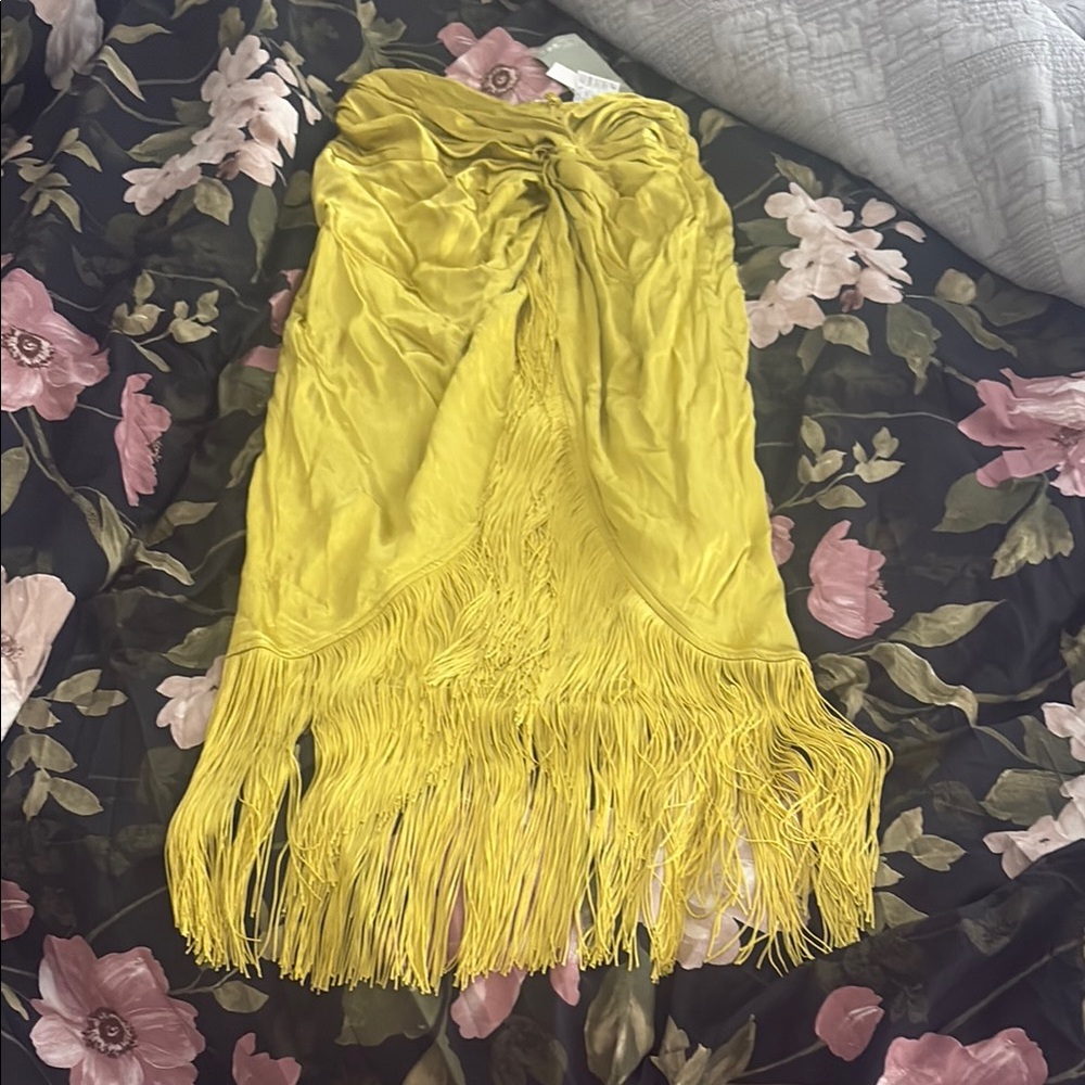 Bright Yellow Fringe Skirt - Picture 3 of 6